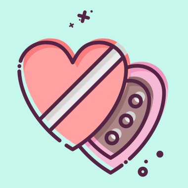 İkon Çikolata. Sevgililer Günü sembolüyle ilgili. MBE tarzı. Basit dizayn edilebilir. Basit resimleme