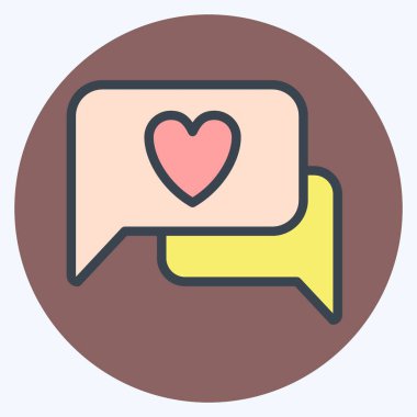 Simgesel Romantik Sohbet. Sevgililer Günü sembolüyle ilgili. renk arkadaşı stili. Basit dizayn edilebilir. Basit resimleme