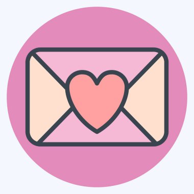 Simge Aşk Mektubu. Sevgililer Günü sembolüyle ilgili. renk arkadaşı stili. Basit dizayn edilebilir. Basit resimleme