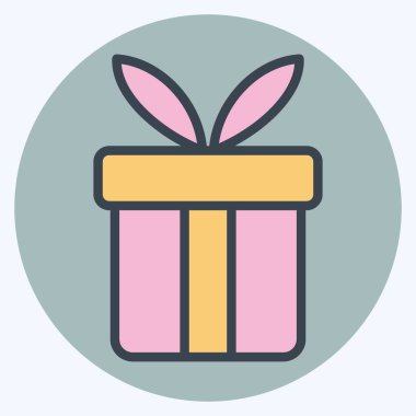 Icon hediye aşkı. Sevgililer Günü sembolüyle ilgili. renk arkadaşı stili. Basit dizayn edilebilir. Basit resimleme