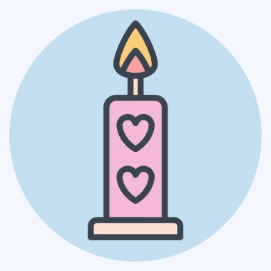 Simge Candle. Sevgililer Günü sembolüyle ilgili. renk arkadaşı stili. Basit dizayn edilebilir. Basit resimleme