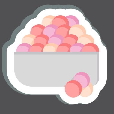 Etiket Ikura. Suşi sembolüyle ilgili. Basit dizayn edilebilir. Basit resimleme