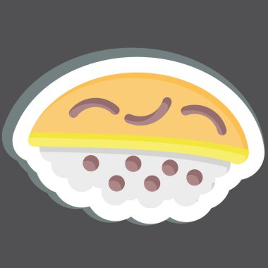 Etiket Hirame. Suşi sembolüyle ilgili. Basit dizayn edilebilir. Basit resimleme