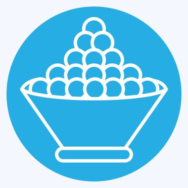 Icon Tobiko. Suşi sembolüyle ilgili. Mavi gözlü. Basit dizayn edilebilir. Basit resimleme