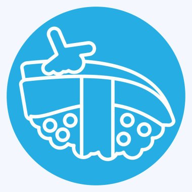 Simge Anako. Suşi sembolüyle ilgili. Mavi gözlü. Basit dizayn edilebilir. Basit resimleme