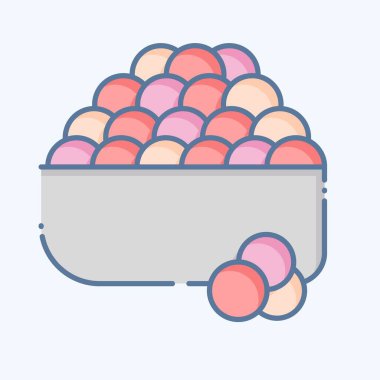 Icon Ikura. Suşi sembolüyle ilgili. Karalama stili. Basit dizayn edilebilir. Basit resimleme