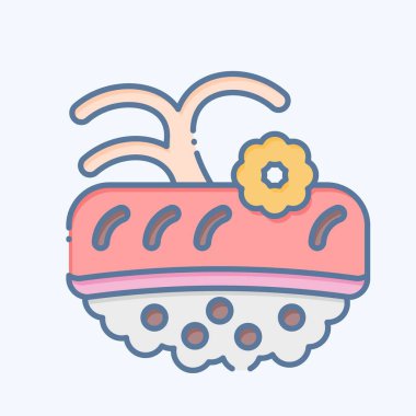 İkon Ike. Suşi sembolüyle ilgili. Karalama stili. Basit dizayn edilebilir. Basit resimleme