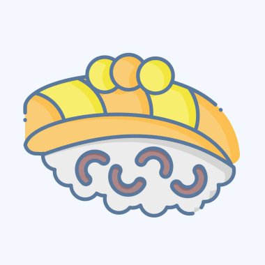 Icon Aji. Suşi sembolüyle ilgili. Karalama stili. Basit dizayn edilebilir. Basit resimleme