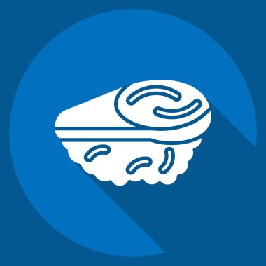 Icon Madai. Suşi sembolüyle ilgili. Uzun gölge tarzı. Basit dizayn edilebilir. Basit resimleme