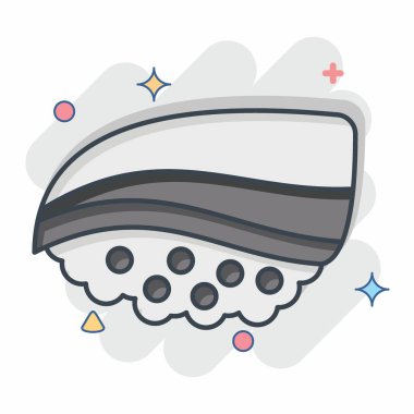 İkon Buri. Suşi sembolüyle ilgili. Çizgi roman. Basit dizayn edilebilir. Basit resimleme