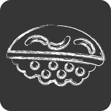 Simge Hirame. Suşi sembolüyle ilgili. Tebeşir stili. Basit dizayn edilebilir. Basit resimleme