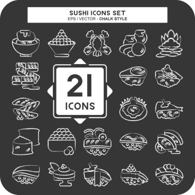 Simge Suşi. Japon gıda sembolüyle ilgili. Tebeşir stili. Basit dizayn edilebilir. Basit resimleme