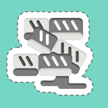 Çıkartma çizgisi Somon 'u kesti. Suşi sembolüyle ilgili. Basit dizayn edilebilir. Basit resimleme