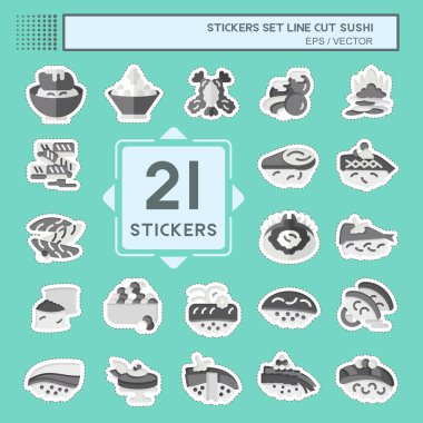 Çıkartma çizgisi Suşi 'yi kesti. Japon gıda sembolüyle ilgili. Basit dizayn edilebilir. Basit resimleme