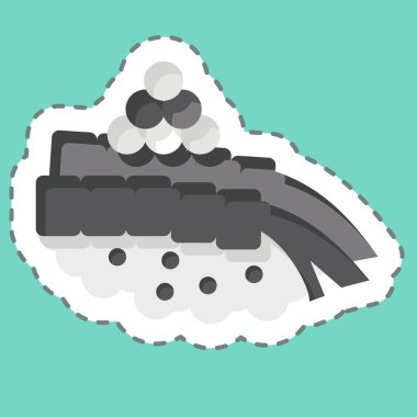 Etiket Amaebi 'yi kesti. Suşi sembolüyle ilgili. Basit dizayn edilebilir. Basit resimleme