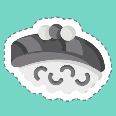 Çıkartma çizgisi Aji 'yi kesti. Suşi sembolüyle ilgili. Basit dizayn edilebilir. Basit resimleme