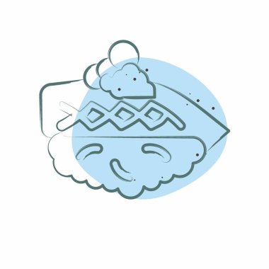 Icon Kohada. Suşi sembolüyle ilgili. Renkli Leke Biçimi. Basit dizayn edilebilir. Basit resimleme