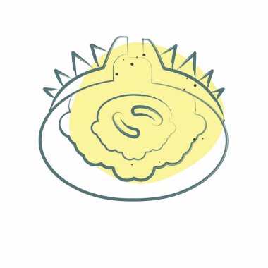 Icon Kani Miso. Suşi sembolüyle ilgili. Renkli Leke Biçimi. Basit dizayn edilebilir. Basit resimleme