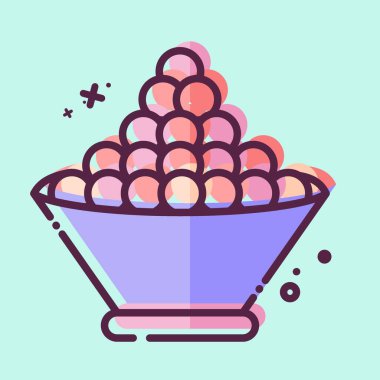 Icon Tobiko. Suşi sembolüyle ilgili. MBE tarzı. Basit dizayn edilebilir. Basit resimleme