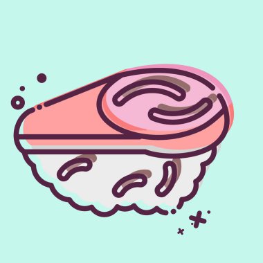 Icon Madai. Suşi sembolüyle ilgili. MBE tarzı. Basit dizayn edilebilir. Basit resimleme