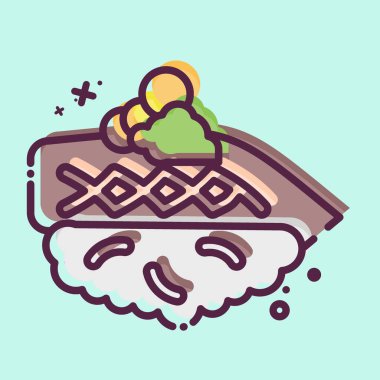 Icon Kohada. Suşi sembolüyle ilgili. MBE tarzı. Basit dizayn edilebilir. Basit resimleme