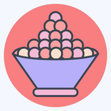 Icon Tobiko. Suşi sembolüyle ilgili. renk arkadaşı stili. Basit dizayn edilebilir. Basit resimleme