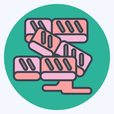 Simge Somon. Suşi sembolüyle ilgili. renk arkadaşı stili. Basit dizayn edilebilir. Basit resimleme