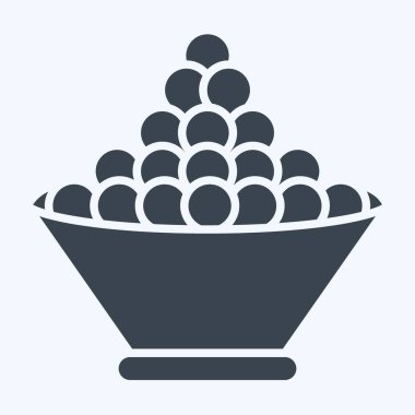 Icon Tobiko. Suşi sembolüyle ilgili. Kabartma tarzı. Basit dizayn edilebilir. Basit resimleme