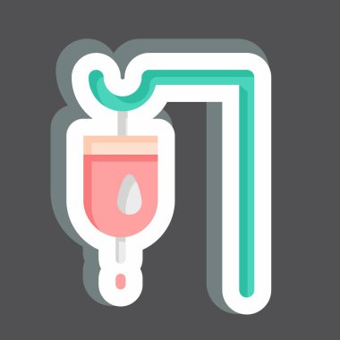 Sticker Travenous Saline. Dünya Kanseri sembolüyle ilgili. Basit dizayn edilebilir. Basit resimleme