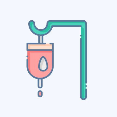 Icon Travenous Saline. Dünya Kanseri sembolüyle ilgili. Karalama stili. Basit dizayn edilebilir. Basit resimleme