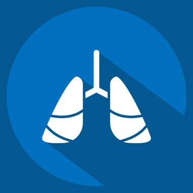 Simge Akciğer Kanseri. Dünya Kanseri sembolüyle ilgili. Uzun gölge tarzı. Basit dizayn edilebilir. Basit resimleme