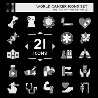 Simge Yerleştirilmiş Dünya Kanseri. Sağlık sembolüyle ilgili. Parlak bir stil. Basit dizayn edilebilir. Basit resimleme