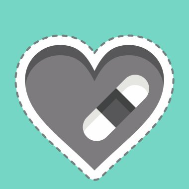 Çıkartma çizgisi Cure 'u kesti. Dünya Kanseri sembolüyle ilgili. Basit dizayn edilebilir. Basit resimleme