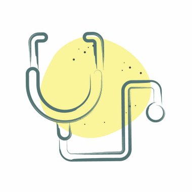 İkon steteskop. Dünya Kanseri sembolüyle ilgili. Renkli Leke Biçimi. Basit dizayn edilebilir. Basit resimleme