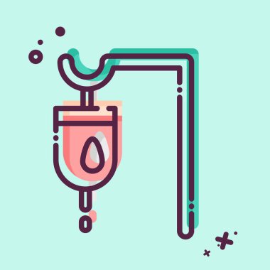 Icon Travenous Saline. Dünya Kanseri sembolüyle ilgili. MBE tarzı. Basit dizayn edilebilir. Basit resimleme