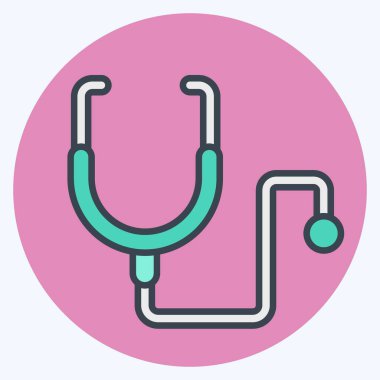 İkon steteskop. Dünya Kanseri sembolüyle ilgili. renk arkadaşı stili. Basit dizayn edilebilir. Basit resimleme