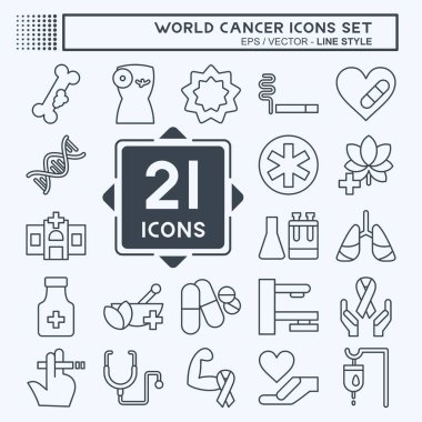 Simge Yerleştirilmiş Dünya Kanseri. Sağlık sembolüyle ilgili. Sıra tarzı. Basit dizayn edilebilir. Basit resimleme