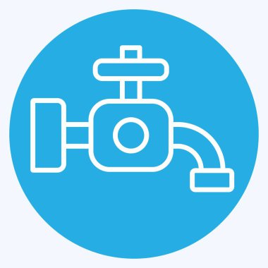 Simge Musluğu. Temizlik sembolüyle ilgili. Mavi gözlü. Basit dizayn edilebilir. Basit resimleme