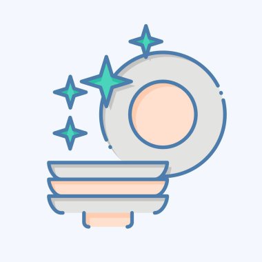 Simge Bulaşık Makinesi. Temizlik sembolüyle ilgili. Karalama stili. Basit dizayn edilebilir. Basit resimleme