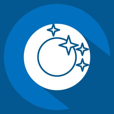 Simge göz kırpması. Temizlik sembolüyle ilgili. Uzun gölge tarzı. Basit dizayn edilebilir. Basit resimleme