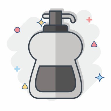 Simgesel Sıvı Sabun. Temizlik sembolüyle ilgili. Çizgi roman. Basit dizayn edilebilir. Basit resimleme