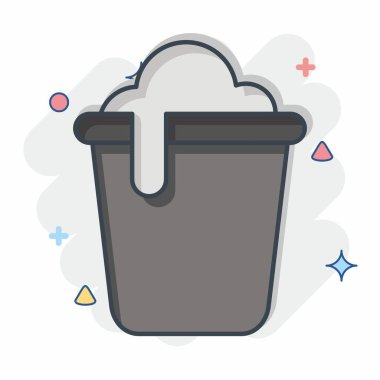 Simge Kovası. Temizlik sembolüyle ilgili. Çizgi roman. Basit dizayn edilebilir. Basit resimleme