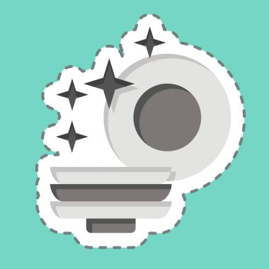 Etiketler Bulaşık makinesini kesmiş. Temizlik sembolüyle ilgili. Basit dizayn edilebilir. Basit resimleme