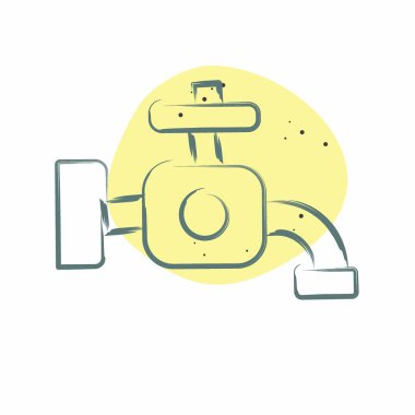 Simge Musluğu. Temizlik sembolüyle ilgili. Renkli Leke Biçimi. Basit dizayn edilebilir. Basit resimleme