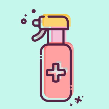 Simge spreyi. Temizlik sembolüyle ilgili. MBE tarzı. Basit dizayn edilebilir. Basit resimleme