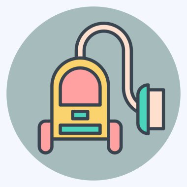 Simge Süpürge Temizleyici. Temizlik sembolüyle ilgili. renk arkadaşı stili. Basit dizayn edilebilir. Basit resimleme