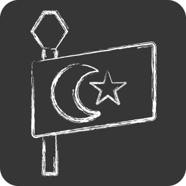 İkon Hindi Bayrağı. Türkiye sembolü ile ilgili. Tebeşir stili. Basit dizayn edilebilir. Basit resimleme