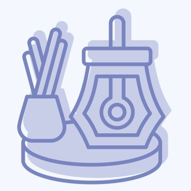 İkon Türk Çayı. Türkiye sembolü ile ilgili. İki ton stili. Basit dizayn edilebilir. Basit resimleme