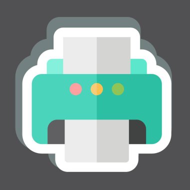 Çıkartma Yazıcısı. Bilgisayar sembolüyle ilgili. Basit dizayn edilebilir. Basit resimleme