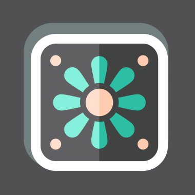 Çıkartma soğutucusu. Bilgisayar sembolüyle ilgili. Basit dizayn edilebilir. Basit resimleme